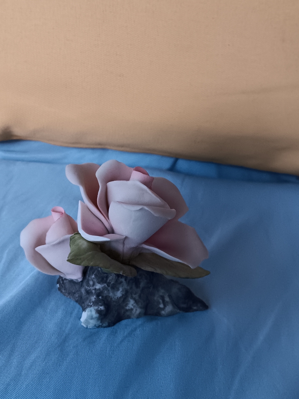 Pink Porcelain Rose Figurine Home Accent